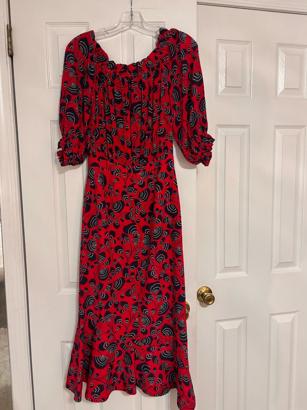 Saloni Red Printed Midi Dress size 8